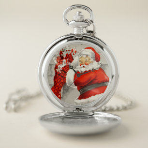 retro vintage Christmas Santa Holiday Pocket Watch