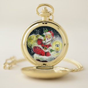 retro vintage Christmas Santa Holiday Pocket Watch