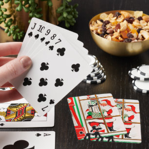 retro vintage Christmas Santa Holiday Poker Cards