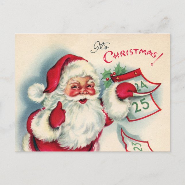retro vintage Christmas Santa Holiday Postcard (Front)