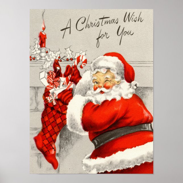 Retro vintage Christmas Santa Holiday poster (Front)