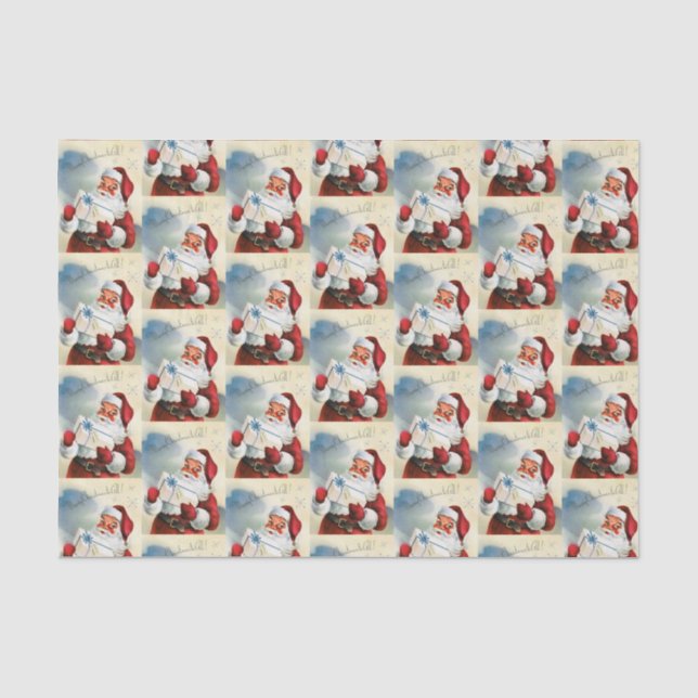 Retro Vintage Christmas Santa Holiday tissue Tissue Paper (Front)