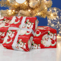 Retro Vintage Christmas Santa Holiday wrap Wrapping Paper