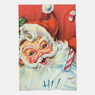 Retro Vintage Christmas Santa kitchen towel