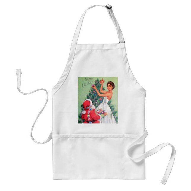Retro Vintage Christmas Santa lady apron (Front)