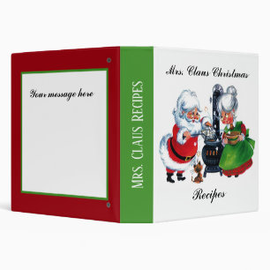 retro vintage Christmas Santa Mrs. Claus 3 Ring Binder