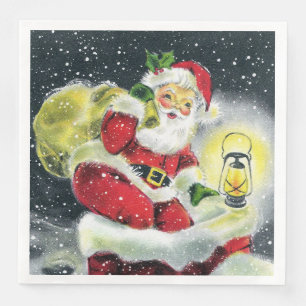 retro vintage Christmas Santa Paper Dinner Napkins