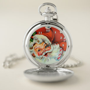 Retro vintage Christmas Santa pocket watch