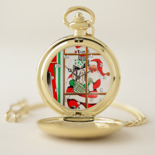 Retro vintage Christmas Santa pocket watch