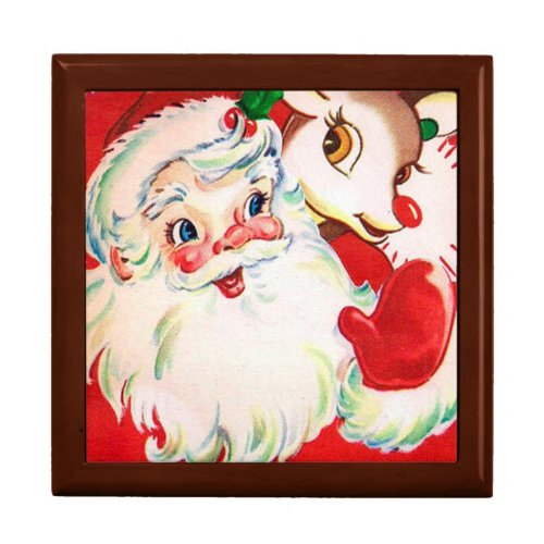 Retro Vintage Christmas Santa reindeer gift box