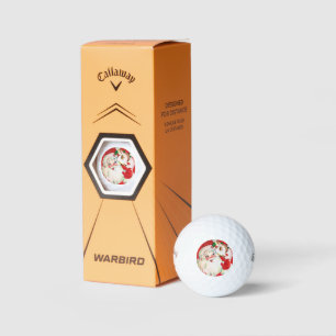 retro vintage Christmas Santa reindeer Holiday Golf Balls