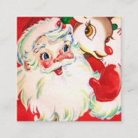 Retro vintage Christmas Santa reindeer Holiday