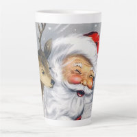 retro vintage Christmas Santa reindeer Latte Mug