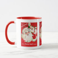 Retro Vintage Christmas Santa Reindeer mug