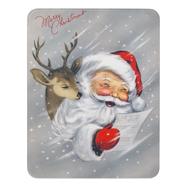Retro vintage Christmas Santa reindeer room sign (Contemporary Vert)