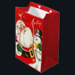 retro vintage Christmas Santa snowman  Medium Gift Bag<br><div class="desc">retro vintage Christmas Santa snowman Medium Gift Bag</div>