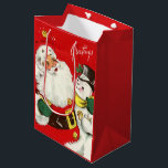 retro vintage Christmas Santa snowman  Medium Gift Bag<br><div class="desc">retro vintage Christmas Santa snowman Medium Gift Bag</div>