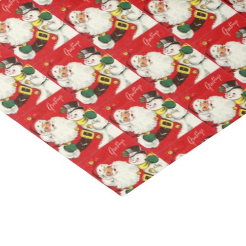 retro vintage Christmas Santa snowman Tissue Paper