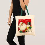 retro vintage Christmas Santa snowman Tote Bag<br><div class="desc">retro vintage Christmas Santa snowman Tote Bag</div>