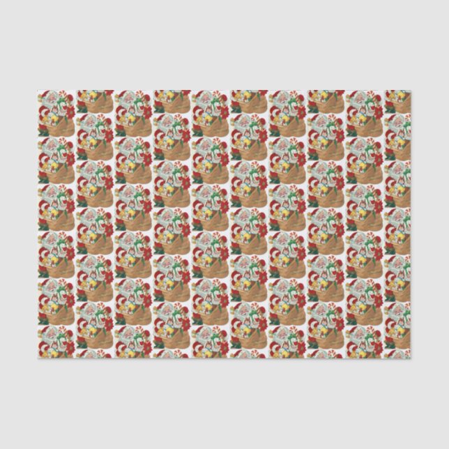 retro vintage Christmas Santa tiled party  Tissue Paper (Front)