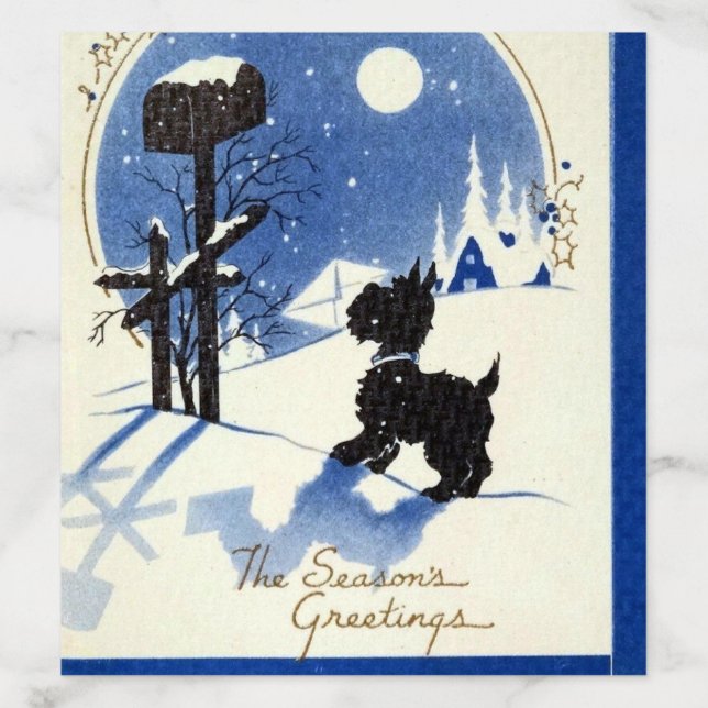 retro vintage Christmas Scottie dog Holiday Envelope Liner (Design)