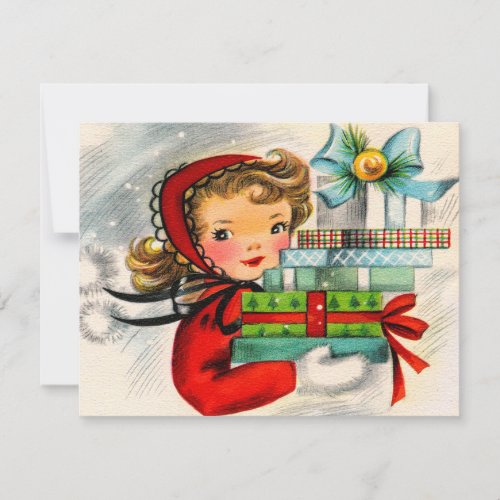 Retro Vintage Christmas shopping add message card