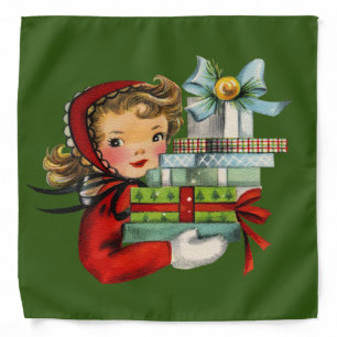 retro vintage Christmas shopping girl Bandana