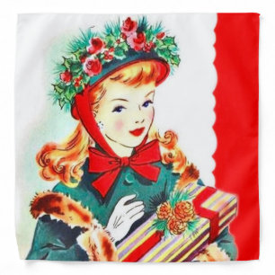 retro vintage Christmas shopping lady Holiday Bandana