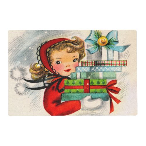 retro vintage Christmas shopping party Placemat