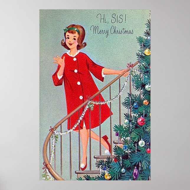 Retro vintage Christmas Sister Holiday poster (Front)