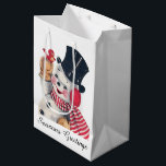 retro vintage Christmas snowman add message Medium Gift Bag<br><div class="desc">design by www.etsy.com/shop/VanityFlairDesigns</div>