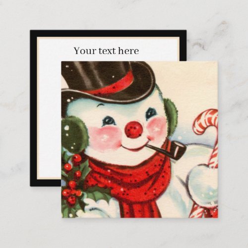 retro vintage Christmas snowman add text Note Card