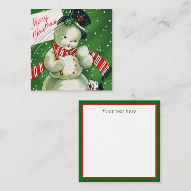 retro vintage Christmas snowman add text Note Card (Front/Back)
