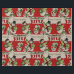 Retro Vintage Christmas: Snowman Family Wrapping Paper<br><div class="desc">A festive Christmas design with a repeating pattern of cheerful snowmen and holiday decorations on a red and beige striped background.</div>