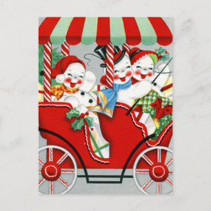 retro vintage Christmas snowman Holiday
