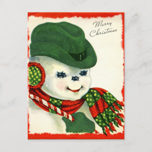 retro vintage Christmas snowman Holiday