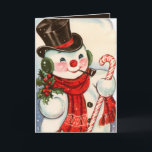retro vintage Christmas snowman Holiday Card<br><div class="desc">retro vintage Christmas snowman Holiday Card</div>