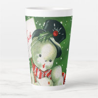 Retro vintage Christmas snowman Holiday Latte Mug