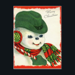 retro vintage Christmas snowman Holiday Postcard<br><div class="desc">retro vintage Christmas snowman Holiday</div>