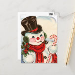 retro vintage Christmas snowman  Holiday Postcard<br><div class="desc">retro vintage Christmas snowman Holiday Postcard</div>