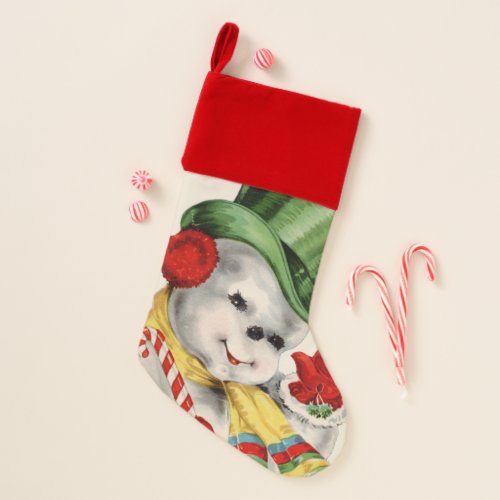 Retro Vintage Christmas snowman Holiday stocking