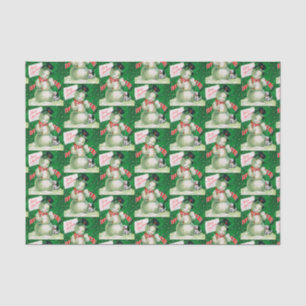 Retro Vintage Christmas snowman Holiday tissue Paper