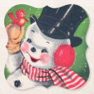 Retro Vintage Christmas snowman party coaster Retro Vintage Christmas snowman party coaster
