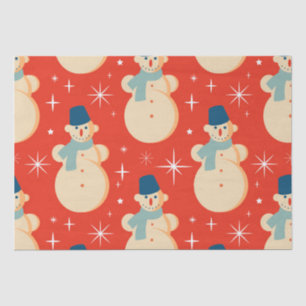 Retro Vintage Christmas Snowman Pattern Party Tissue Paper