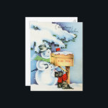 retro vintage Christmas Snowman scottie dog Holiday Postcard<br><div class="desc">retro vintage Christmas Snowman scottie dog Holiday Postcard</div>