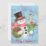 Retro Vintage Christmas Snowman With Gifts Holiday Card<br><div class="desc">Retro Vintage Christmas Snowman With Gifts Holiday Card.</div>