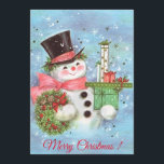 Retro Vintage Christmas Snowman With Gifts Holiday Card<br><div class="desc">Retro Vintage Christmas Snowman With Gifts Holiday Card.</div>