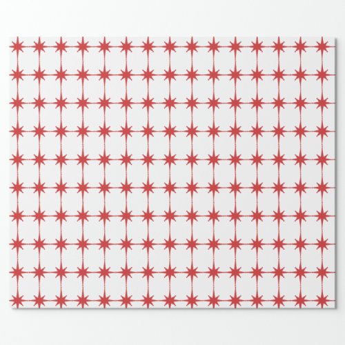 Retro Vintage Christmas Stars in Red and White Wrapping Paper