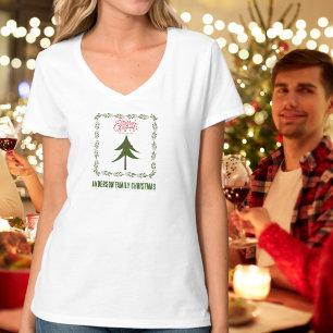 Retro Vintage Christmas Tree and Wreath Minimalist T-Shirt