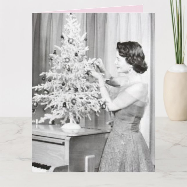 RETRO VINTAGE CHRISTMAS TREE Greeting Card (Front)